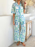 'Splendory' Collared Print Top and Pants Set - Celes Fashion